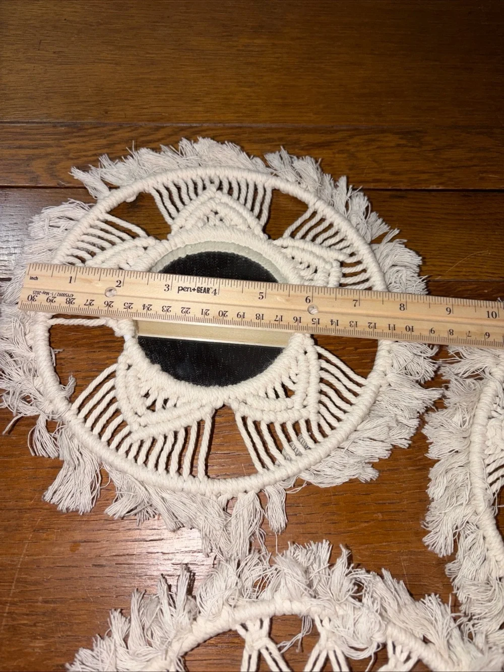 SET OF 3 HANDMADE BOHO OFF WHITE CROCHET/MACRAME MIRROR WALL HANGINGS